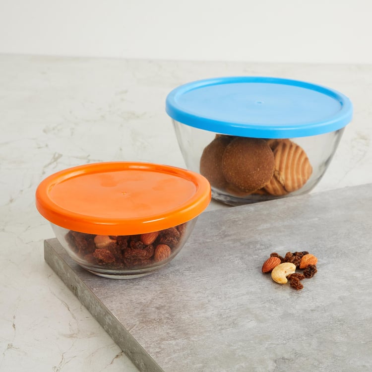 Tuscany Transparent Glass Bowls with Lid- 2 Pcs
