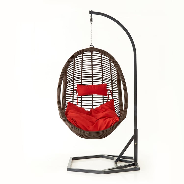 Helios Brezza Java Hanging Chair with Stand and Seat Cushions - Brown