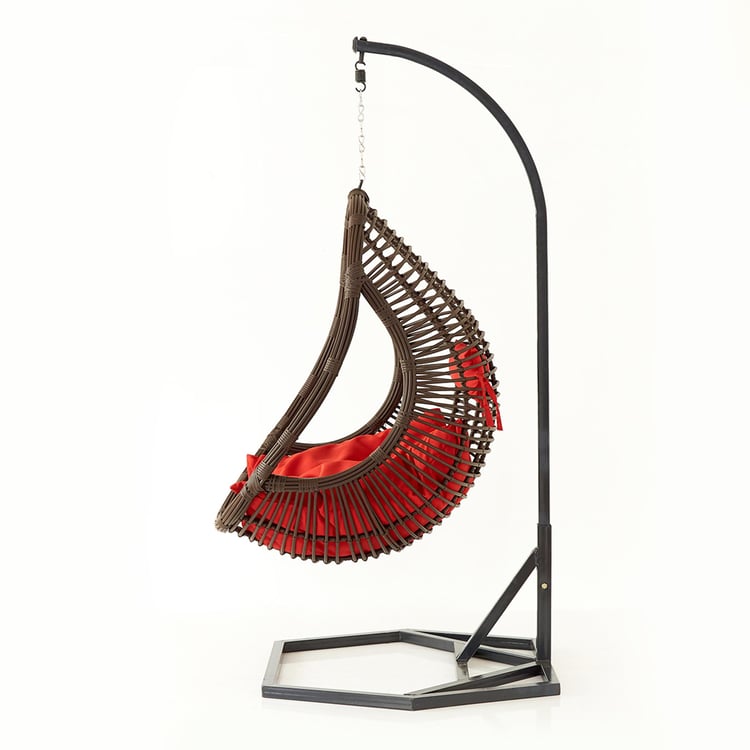 Helios Brezza Java Hanging Chair with Stand and Seat Cushions - Brown