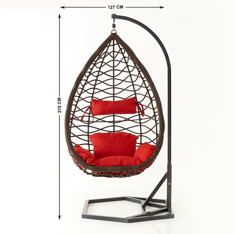 Helios Brezza Jimmy Hanging Chair with Stand and Seat Cushions - Brown