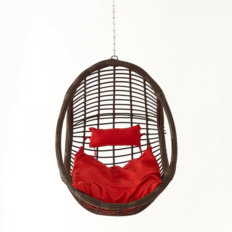 Helios Brezza Wicker Hanging Swing with Seat Cushions - Brown