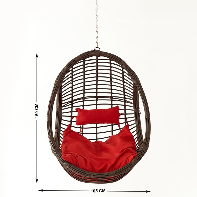 Helios Brezza Wicker Hanging Swing with Seat Cushions - Brown