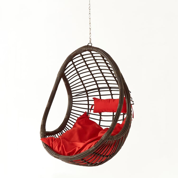 Helios Brezza Wicker Hanging Swing with Seat Cushions - Brown