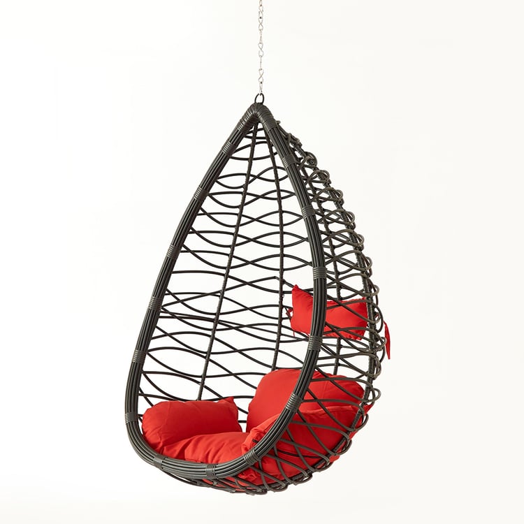 Helios Brezza Uber Wicker Hanging Swing with Seat Cushions - Brown