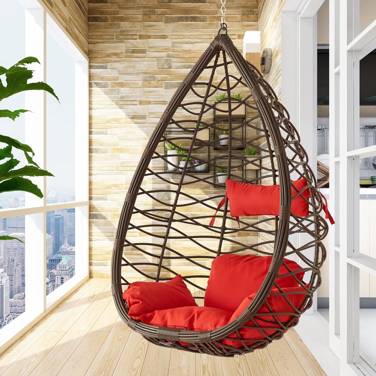 Helios Brezza Uber Hanging Chair with Seat Cushions - Brown