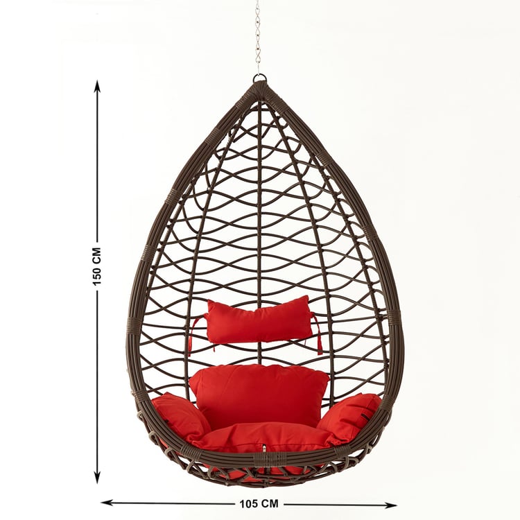 Helios Brezza Uber Hanging Chair with Seat Cushions - Brown