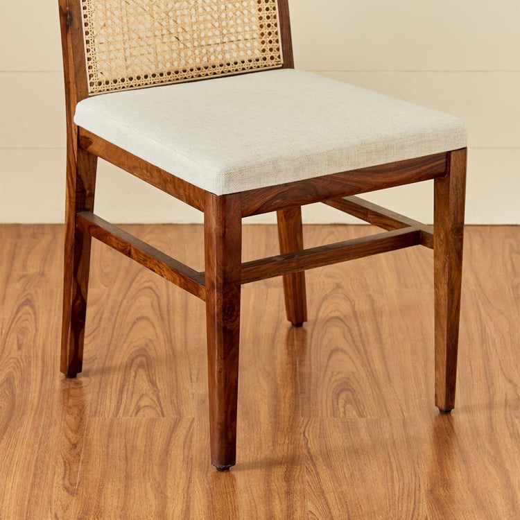Cane Connection Set of 2 Sheesham Wood Dining Chairs - Brown