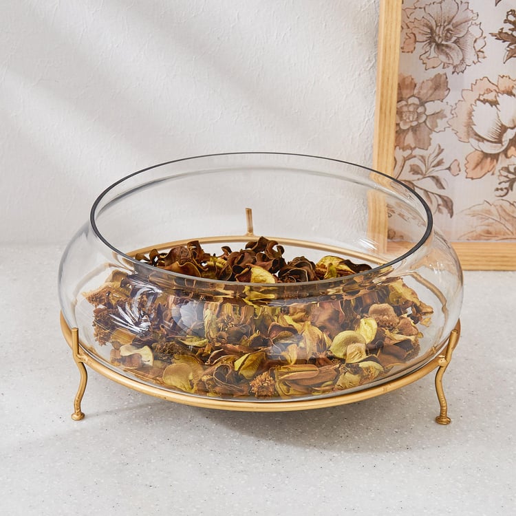 Fiesta Transparent Solid Glass Potpourri Bowl with Stand