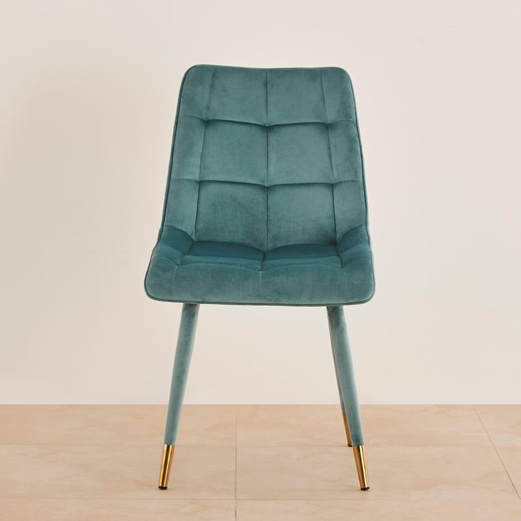 Bianca Set of 2 Velvet Dining Chairs - Sea Blue