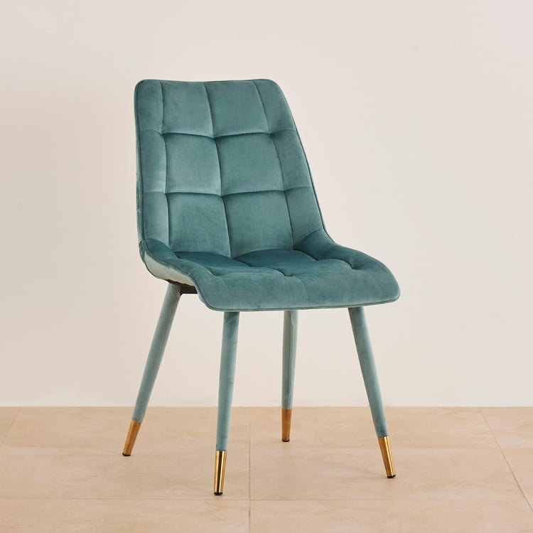 Bianca Set of 2 Velvet Dining Chairs - Sea Blue