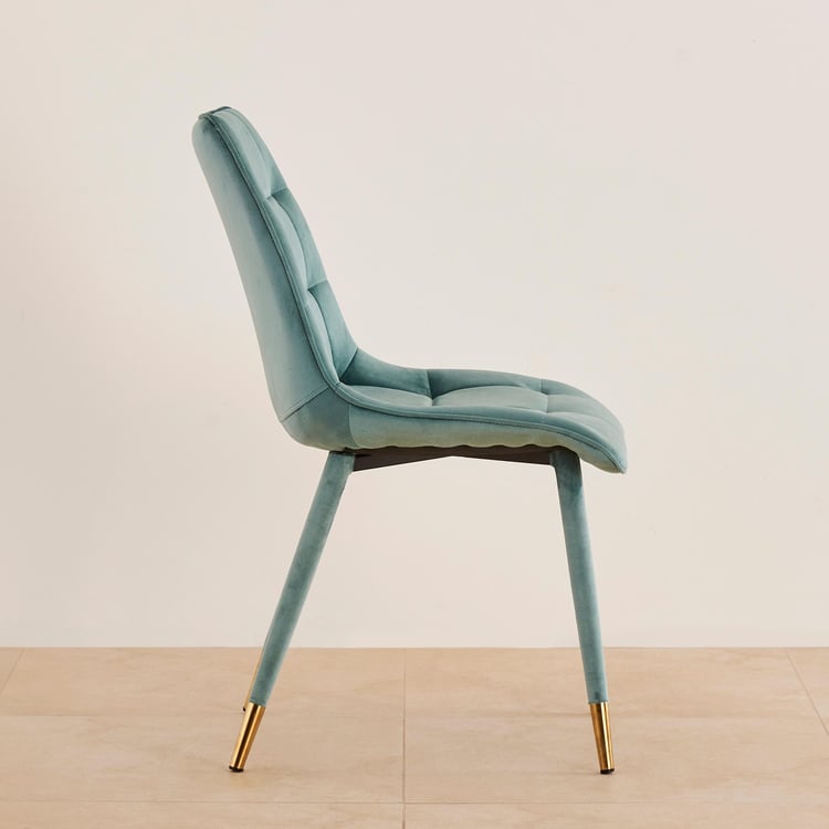 Bianca Set of 2 Velvet Dining Chairs - Sea Blue