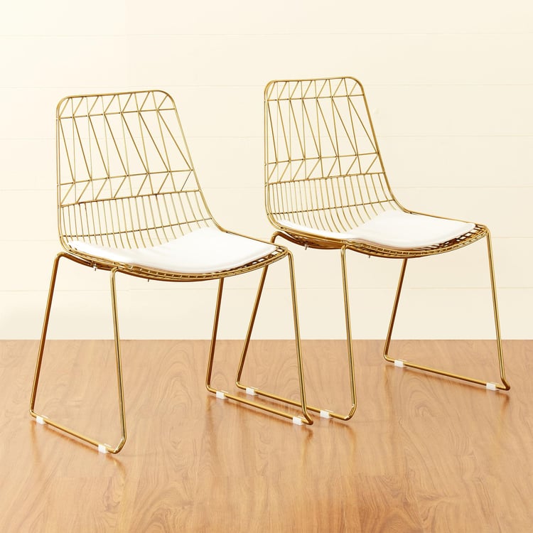 Jin Set of 2 Metal Dining Chairs - Gold