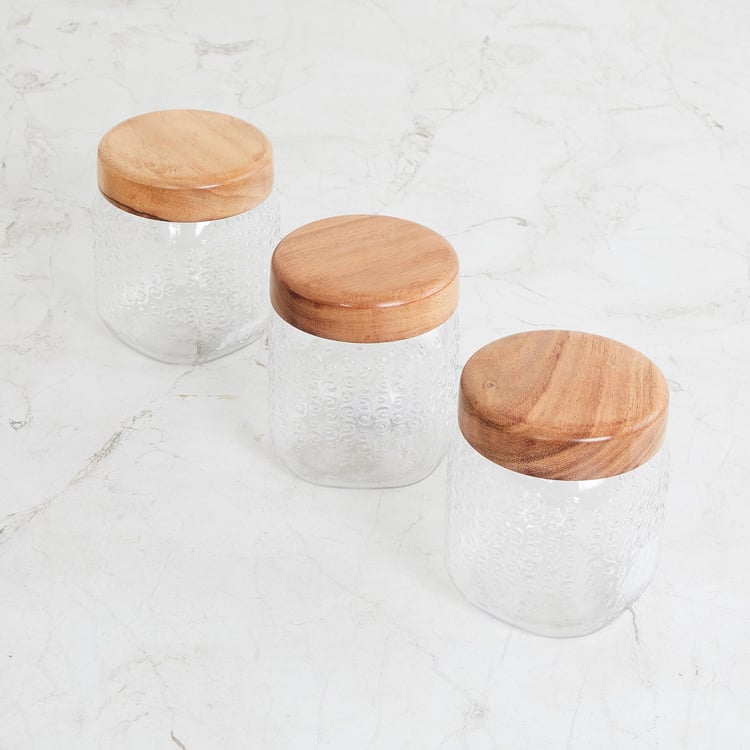 Corsica Elfin Set of 3 Wooden Lid Pet Jars - 650ml