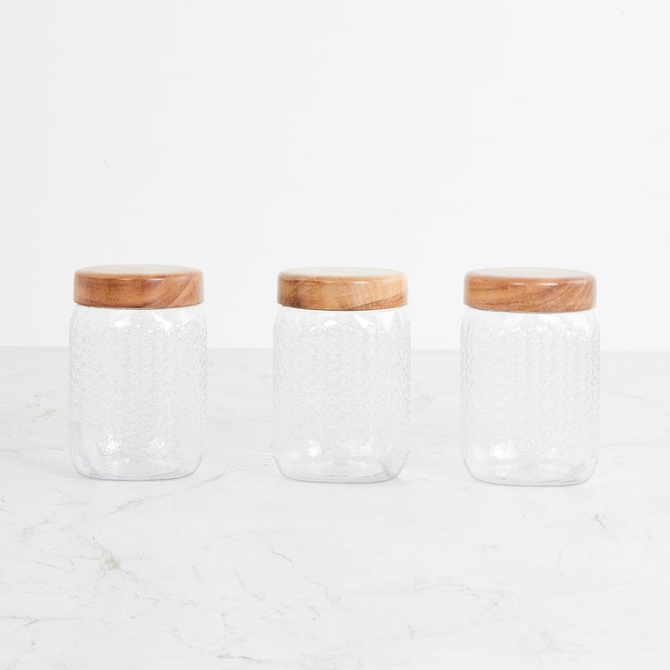 Corsica Elfin Set of 3 Wooden Lid Pet Jars - 900ml