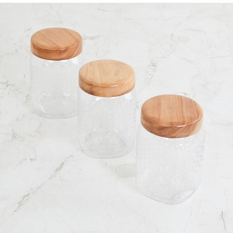 Corsica Elfin Set of 3 Wooden Lid Pet Jars - 900ml