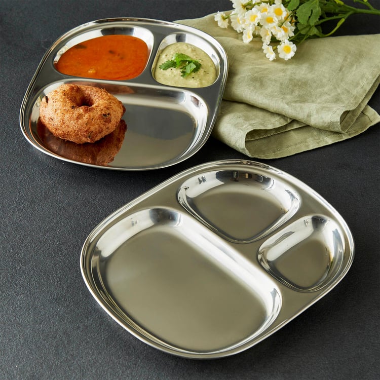 Corsica Aristo Set of 2 Stainless Steel Serving Plates