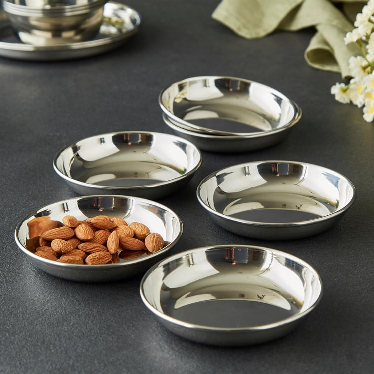 Corsica Aristo Set of 6 Stainless Steel Halwa Plates - 11.5cm