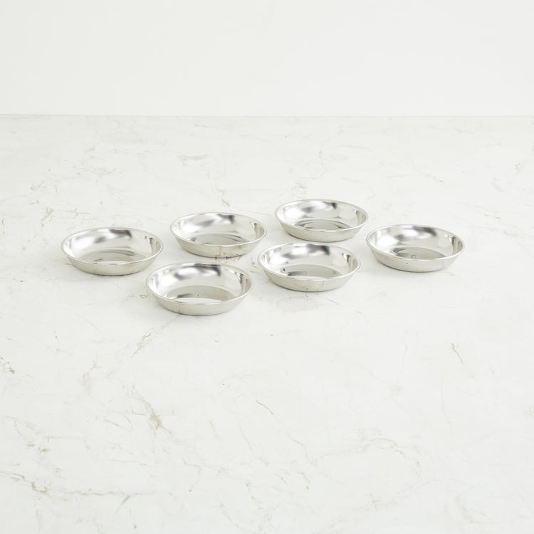 Corsica Aristo Set of 6 Stainless Steel Halwa Plates - 11.5cm