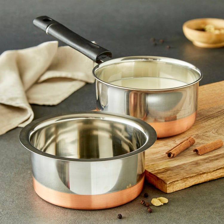 Corsica Aristo 2Pcs Stainless Steel Milk Pan and Tope Set