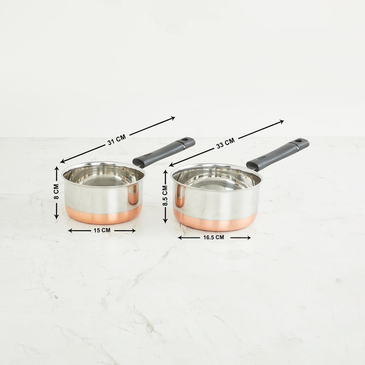 Corsica Aristo Set of 2 Stainless Steel Sauce Pans - 1.6L