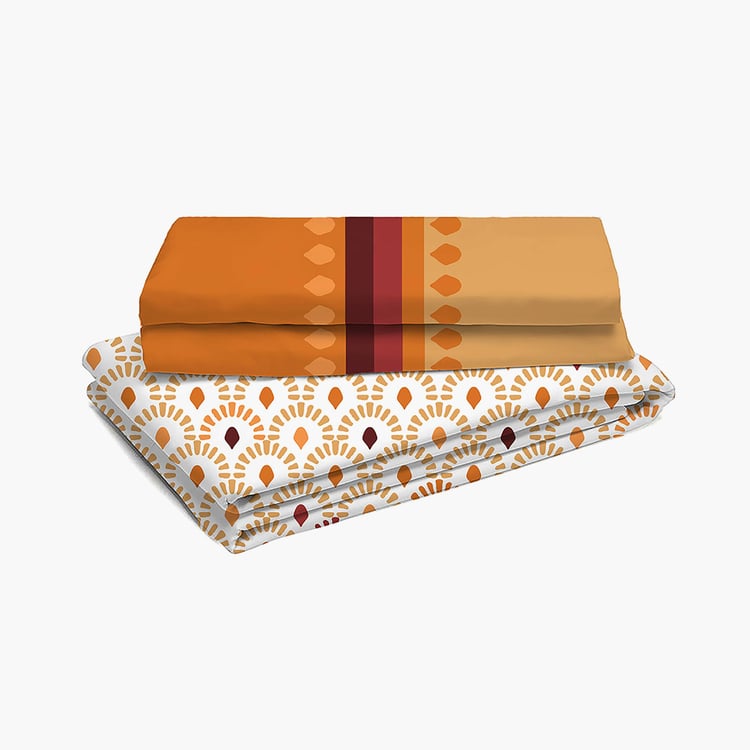 LAYERS Firenze Multicolour Printed Cotton Double Bedsheet Set - 3Pcs