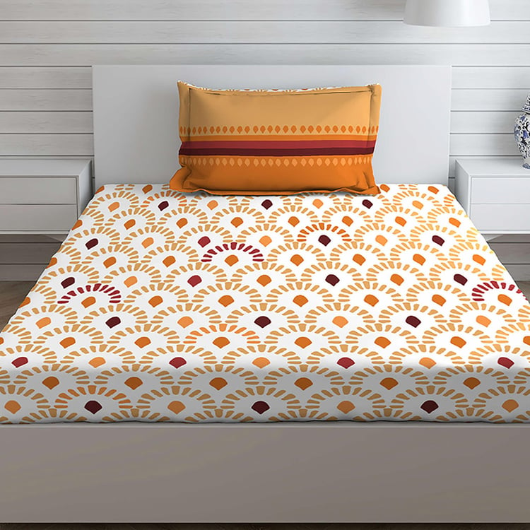 LAYERS Firenze Multicolour Printed Cotton Single Bedsheet Set - 2Pcs