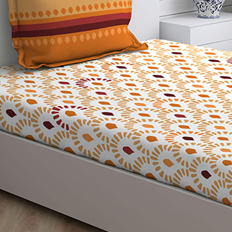 LAYERS Firenze Multicolour Printed Cotton Single Bedsheet Set - 2Pcs