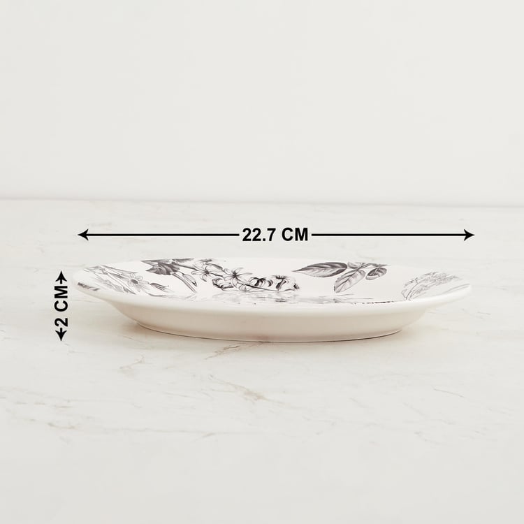 Maris-Botanical White Printed Stoneware Side Plate - 22.7cm