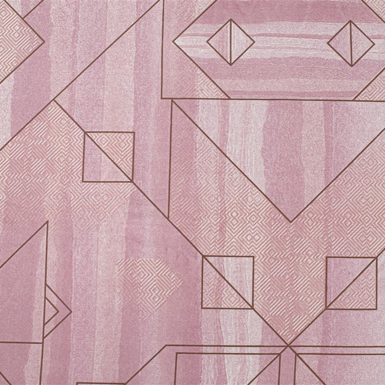 SWAYAM Pastel Vogue - Pink Geometric Printed Double Bedsheet Set - 3Pcs