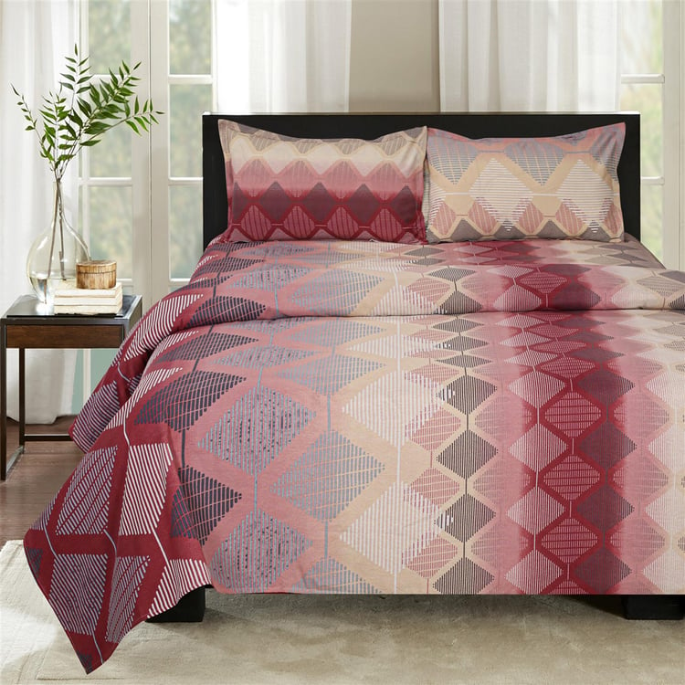 SWAYAM Pastel Vogue- Multicolour Printed Cotton Double Bedsheet Set-3Pcs