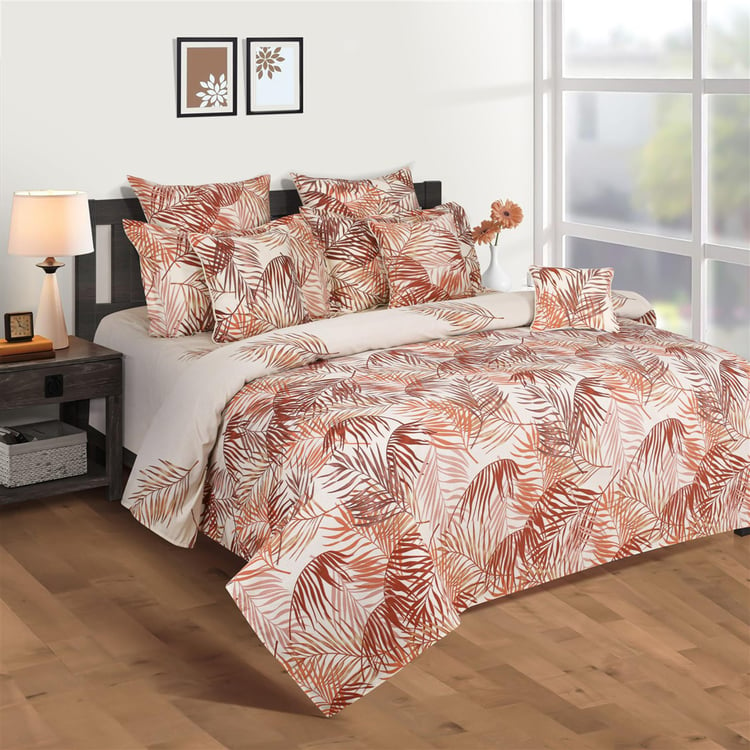 SWAYAM Sparkle- White Floral Printed Double Bedsheet Set-3Pcs