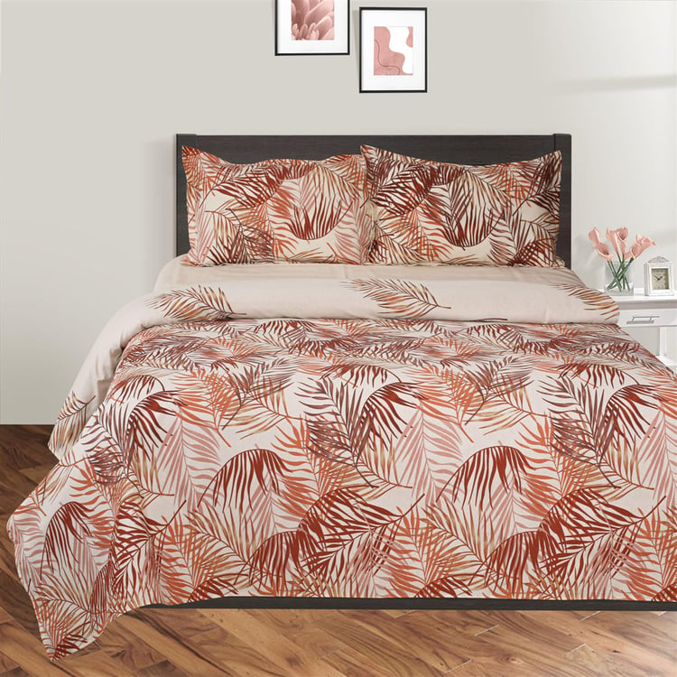 SWAYAM Sparkle- White Floral Printed Double Bedsheet Set-3Pcs