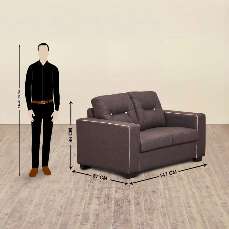 Duke Fabric 2-Seater Sofa - Brown