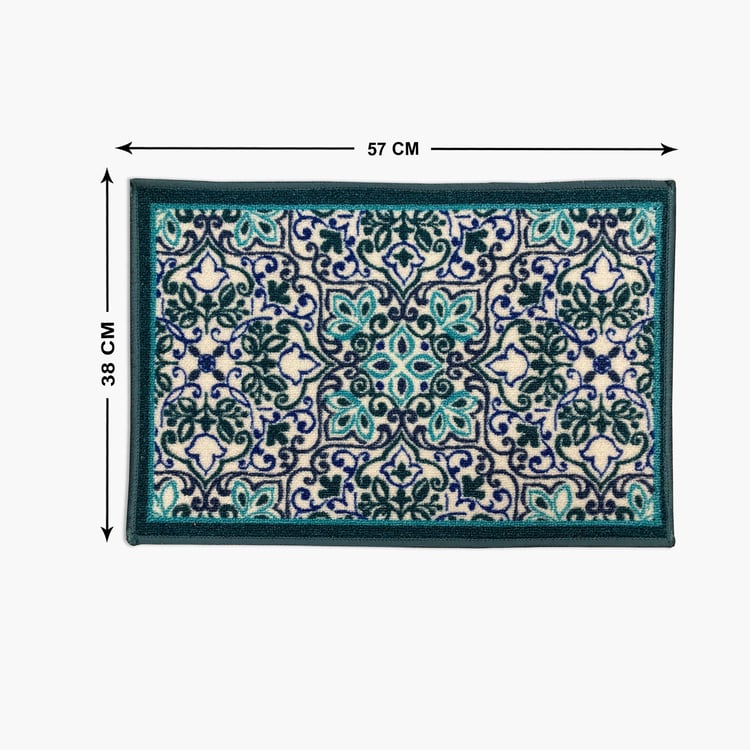 SPACES Unwinders Dark Green Textured Foot Mat - 38x57cm