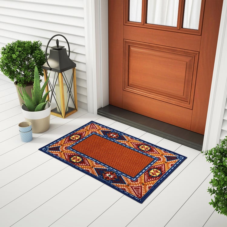 SPACES Unwinders Rust Geometric Printed Doormat - 38x57cm