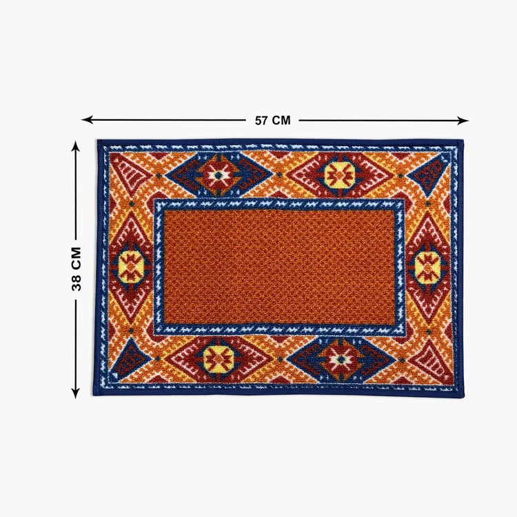 SPACES Unwinders Rust Geometric Printed Doormat - 38x57cm