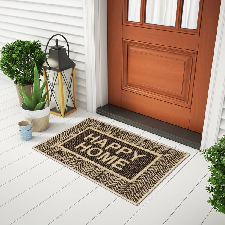 SPACES Unwinders Dark Brown Textured Foot Mat - 57x38cm