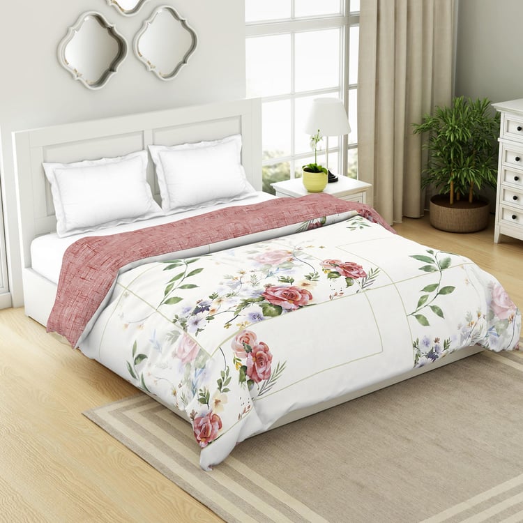SPACES Organic Cotton Pink Printed Double Quilt - 150GSM