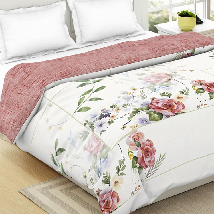 SPACES Organic Cotton Pink Printed Double Quilt - 150GSM