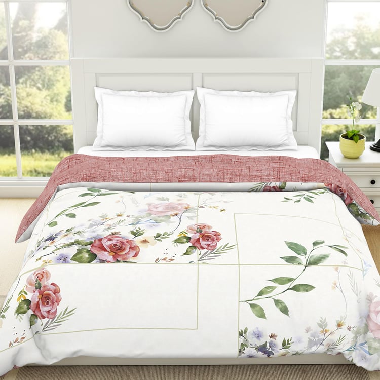 SPACES Organic Cotton Pink Printed Double Quilt - 150GSM