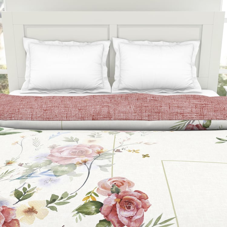 SPACES Organic Cotton Pink Printed Double Quilt - 150GSM