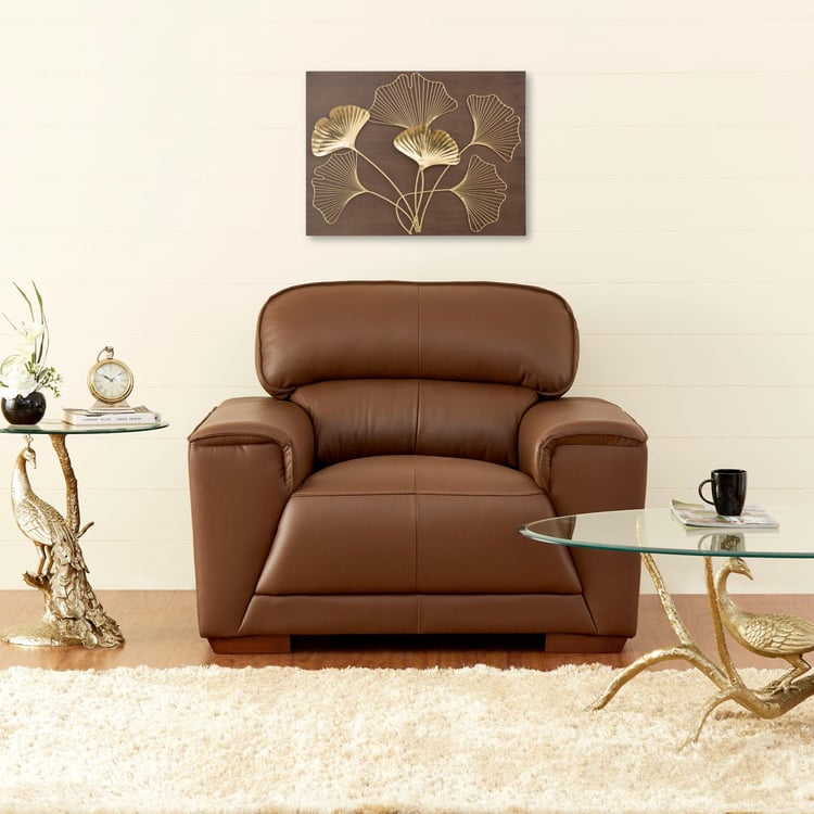 Valencia Half Leather 1-Seater Sofa - Brown