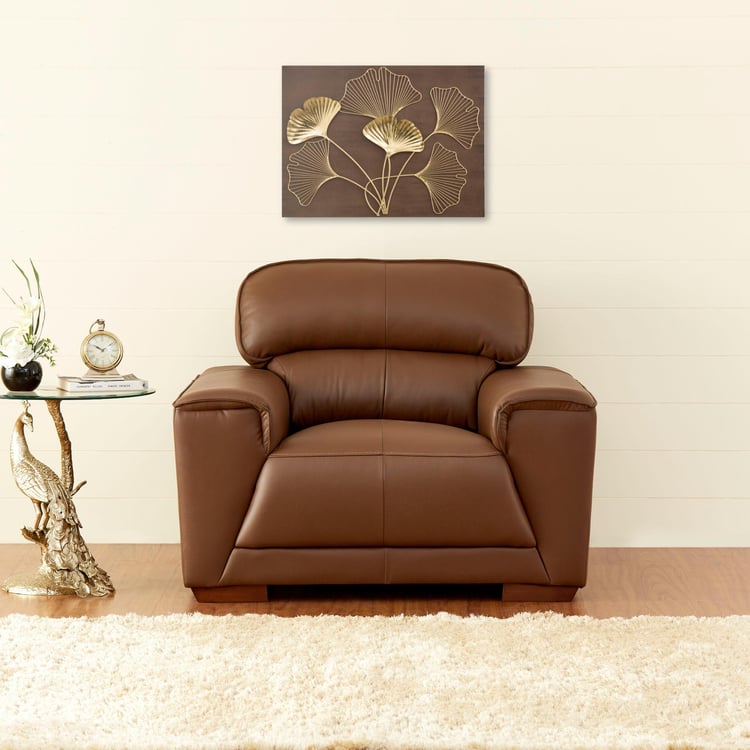 Valencia Half Leather 1-Seater Sofa - Brown