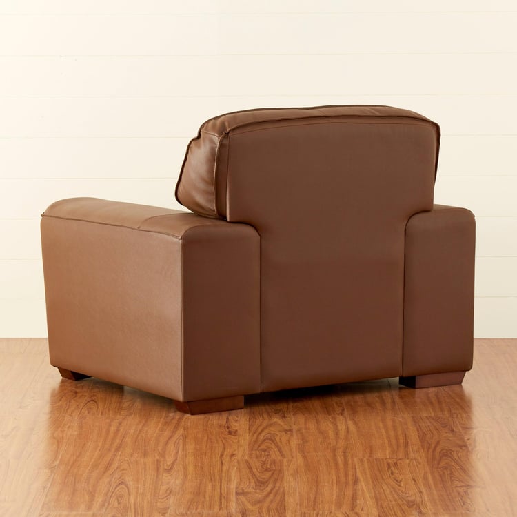 Valencia Half Leather 1-Seater Sofa - Brown