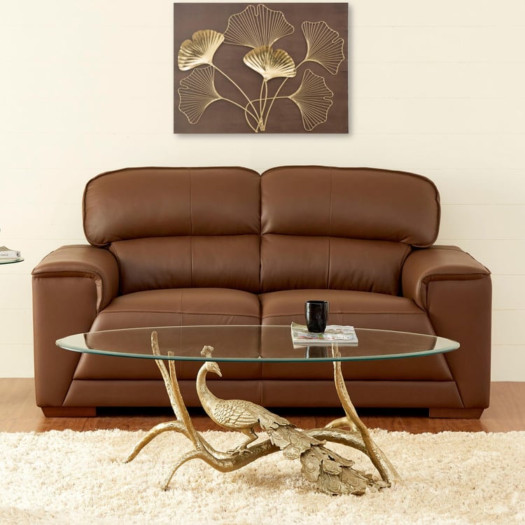 Valencia Half Leather 2-Seater Sofa - Brown