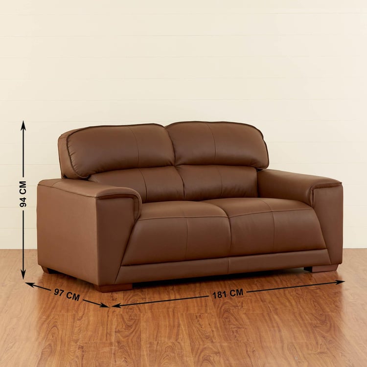 Valencia Half Leather 2-Seater Sofa - Brown