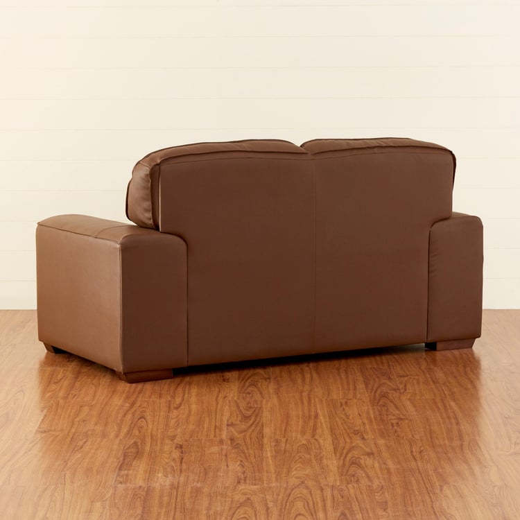 Valencia Half Leather 2-Seater Sofa - Brown