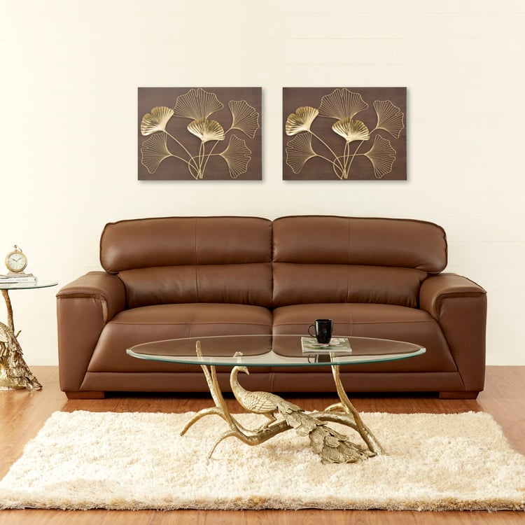 Valencia Half Leather 3-Seater Sofa - Brown