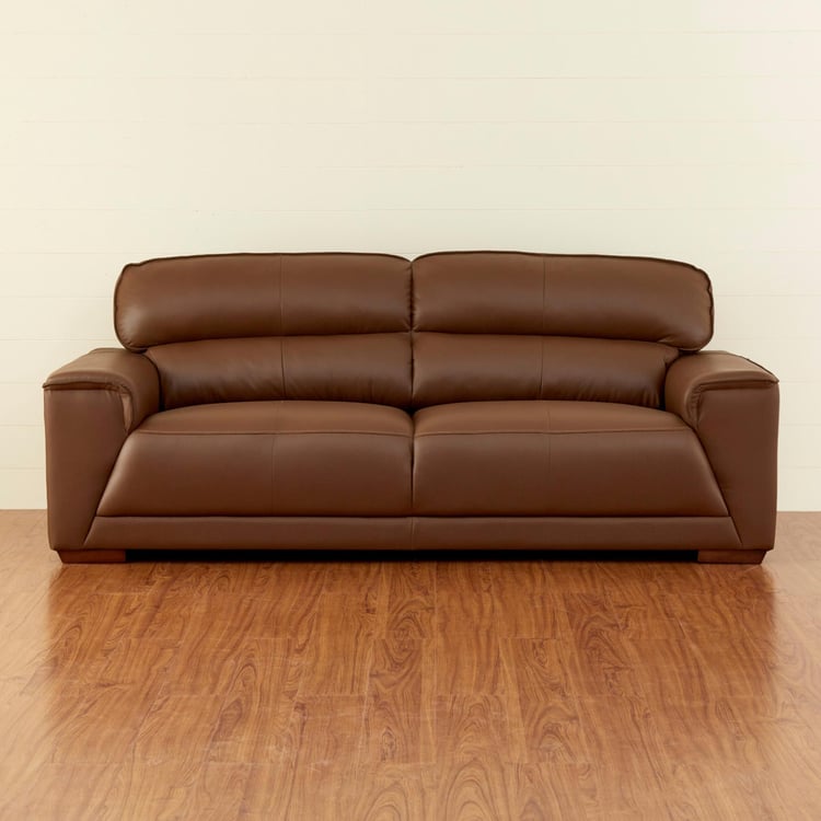 Valencia Half Leather 3-Seater Sofa - Brown