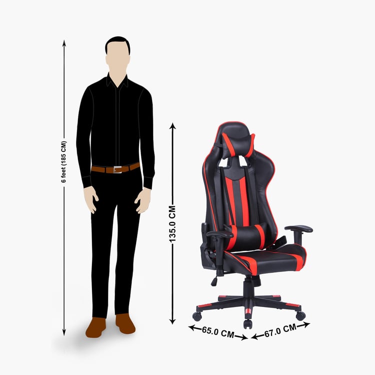 Champion Buddy Faux Leather High Back Gaming Chair - Black and Red
